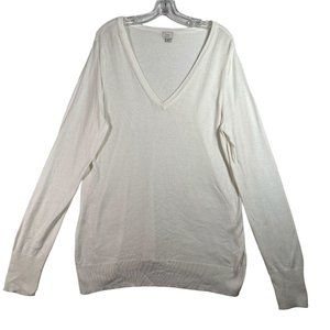 A New Day Womens Pullover VNeck Sweater Size‎ XL White Long Sleeve Lightweight